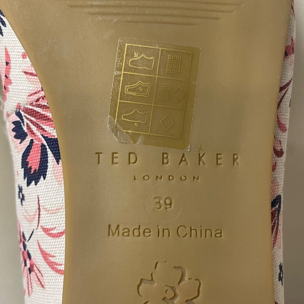 Ted Baker Bayna Floral Ballet Flats Sz 39 (EU) Bow Accent Slip On - Picture 9 of 9